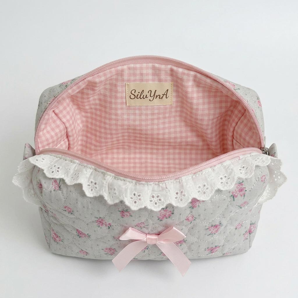 Trousse d'accessoires de coiffure en dentelle rose - Élégance florale raffinée