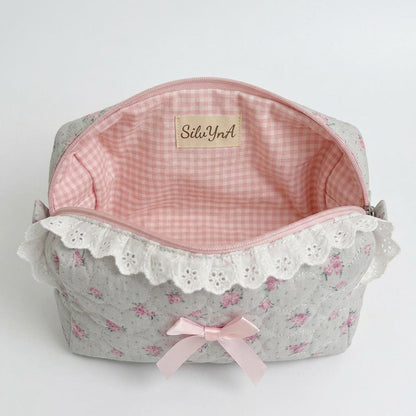 Trousse d'accessoires de coiffure en dentelle rose - Élégance florale raffinée