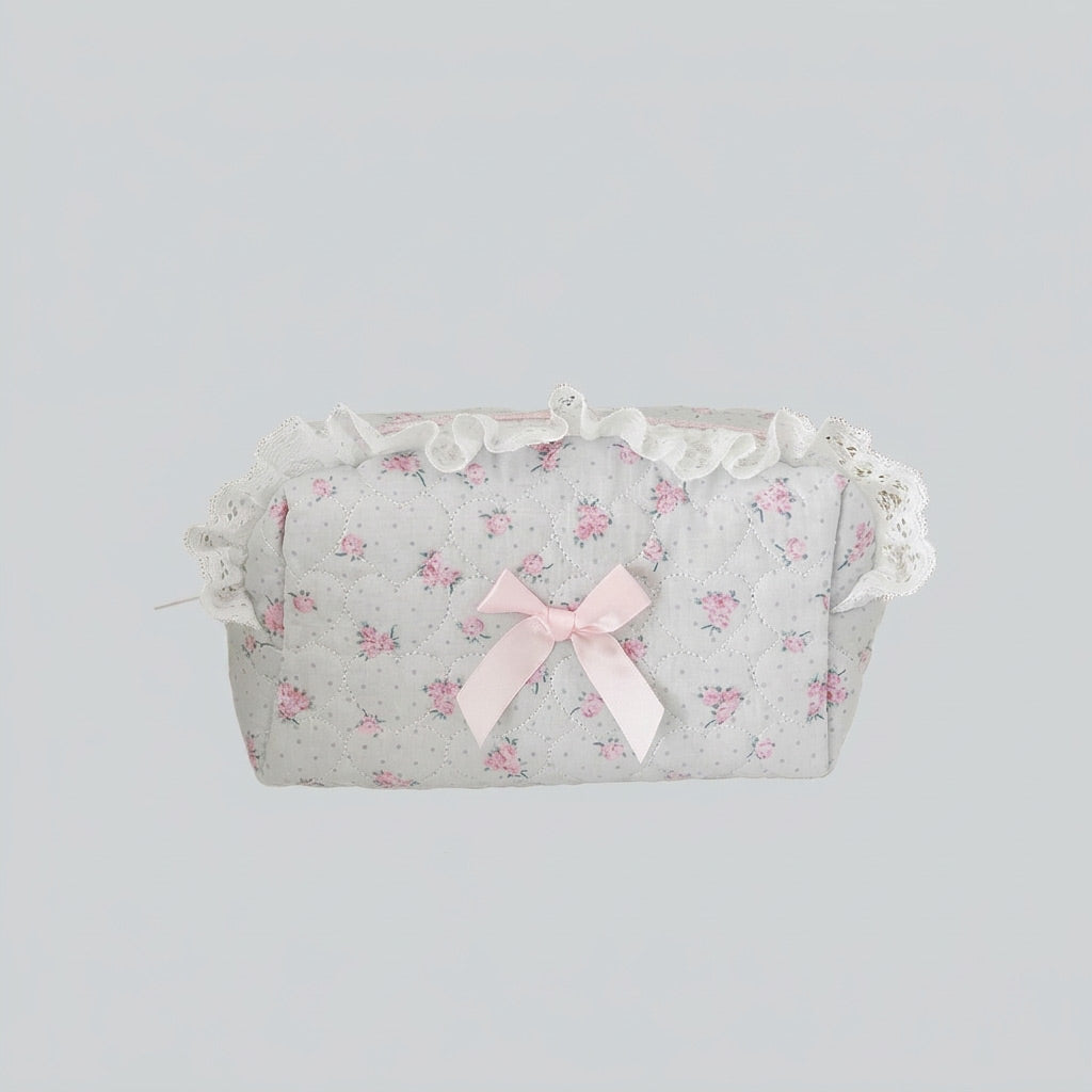 Trousse d'accessoires de coiffure en dentelle rose - Élégance florale raffinée