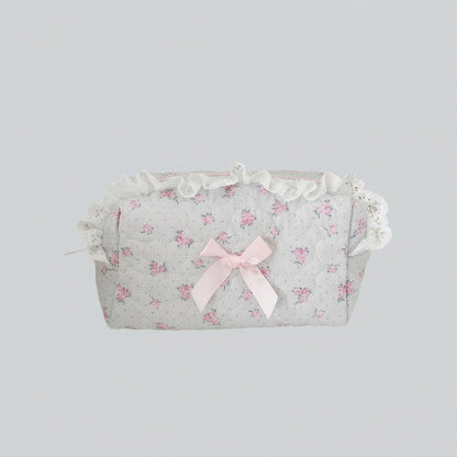 Trousse d'accessoires de coiffure en dentelle rose - Élégance florale raffinée