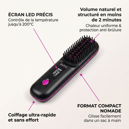 Brosse Coiffante Cheveux Courts & Mi-Longs - Anti Frisottis, Coiffure Prête en 5 Minutes