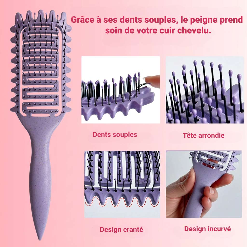Peigne à Boucles Définies - Démêlage Doux et Sculpte Sans Casser