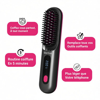 Brosse Coiffante Cheveux Courts & Mi-Longs - Anti Frisottis, Coiffure Prête en 5 Minutes