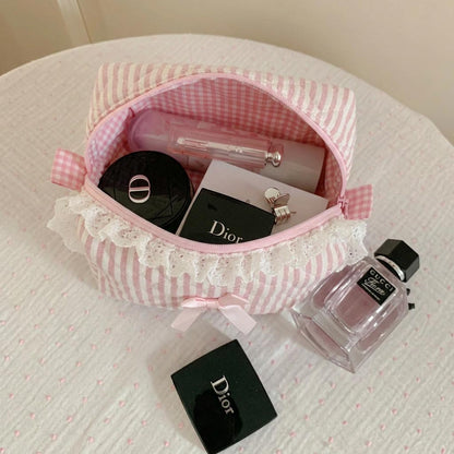 Trousse d'accessoires de coiffure en dentelle rose - Élégance florale raffinée