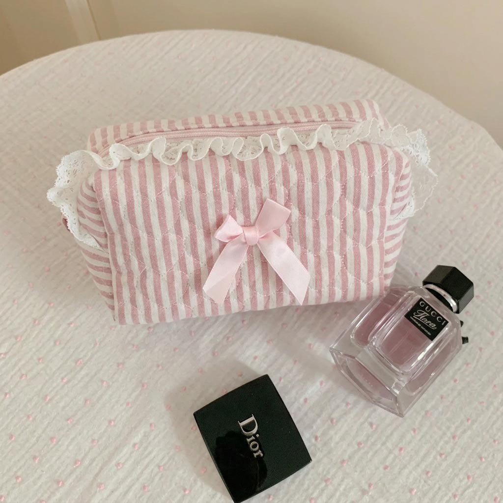 Trousse d'accessoires de coiffure en dentelle rose - Élégance florale raffinée
