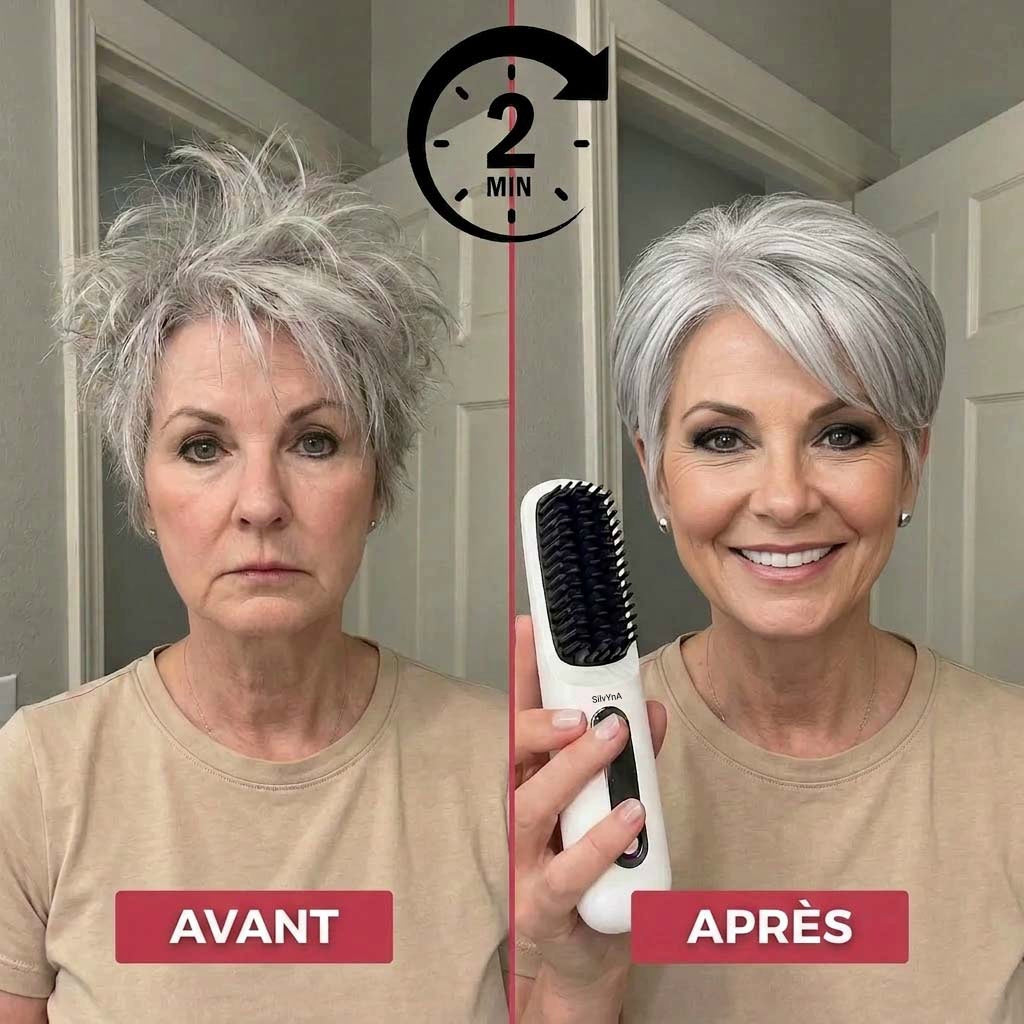 Brosse Coiffante Cheveux Courts & Mi-Longs - Anti Frisottis, Coiffure Prête en 5 Minutes