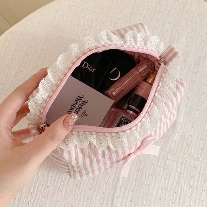 Trousse d'accessoires de coiffure en dentelle rose - Élégance florale raffinée