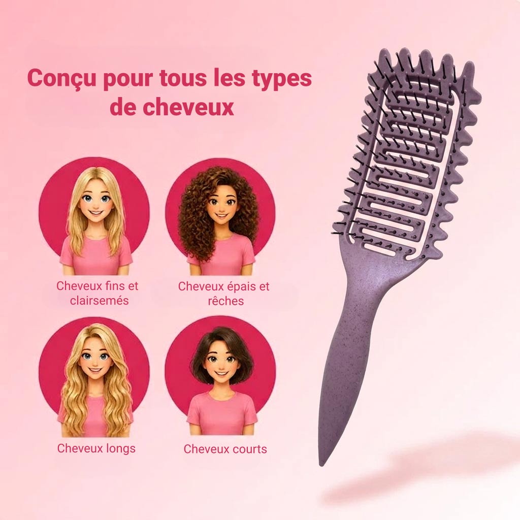 Peigne à Boucles Définies - Démêlage Doux et Sculpte Sans Casser
