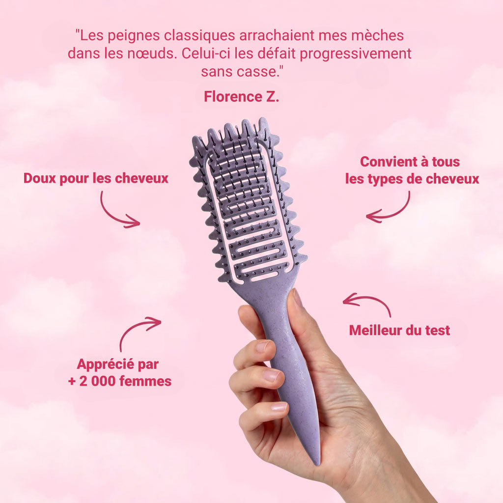 Peigne à Boucles Définies - Démêlage Doux et Sculpte Sans Casser